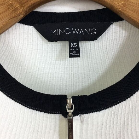 Ming Wang Color Block 3/4 Sleeve Full Zip Knit Cardigan Sweater Size XS - Picture 4 of 10
